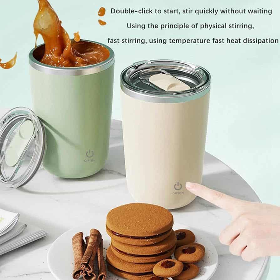 Rechargeable Stirring Mug Electric Mixing Cup for Protein Drinks Hot Chocolate Green - Image 3