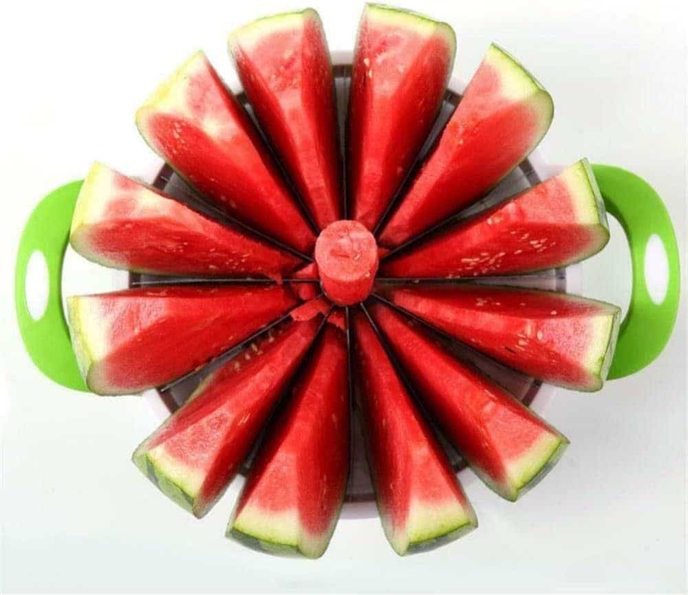 Extra Large Watermelon Cutter Slicer Tool, Stainless Steel Watermelon Slicer, Comfort Silicone Handle, Fruit Cutter for Melon,Pineapple,Honeydew,Round (Big Size). - Image 3