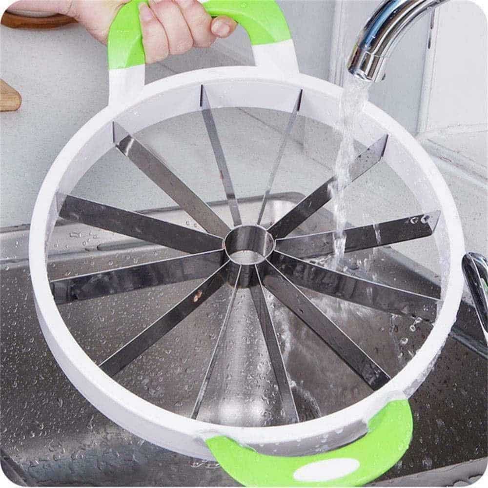 Extra Large Watermelon Cutter Slicer Tool, Stainless Steel Watermelon Slicer, Comfort Silicone Handle, Fruit Cutter for Melon,Pineapple,Honeydew,Round (Big Size). - Image 4
