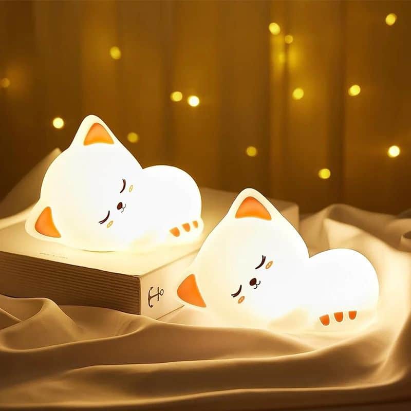 Lovely Cat USB Rechargeable Silicone LED Night Light - Image 5