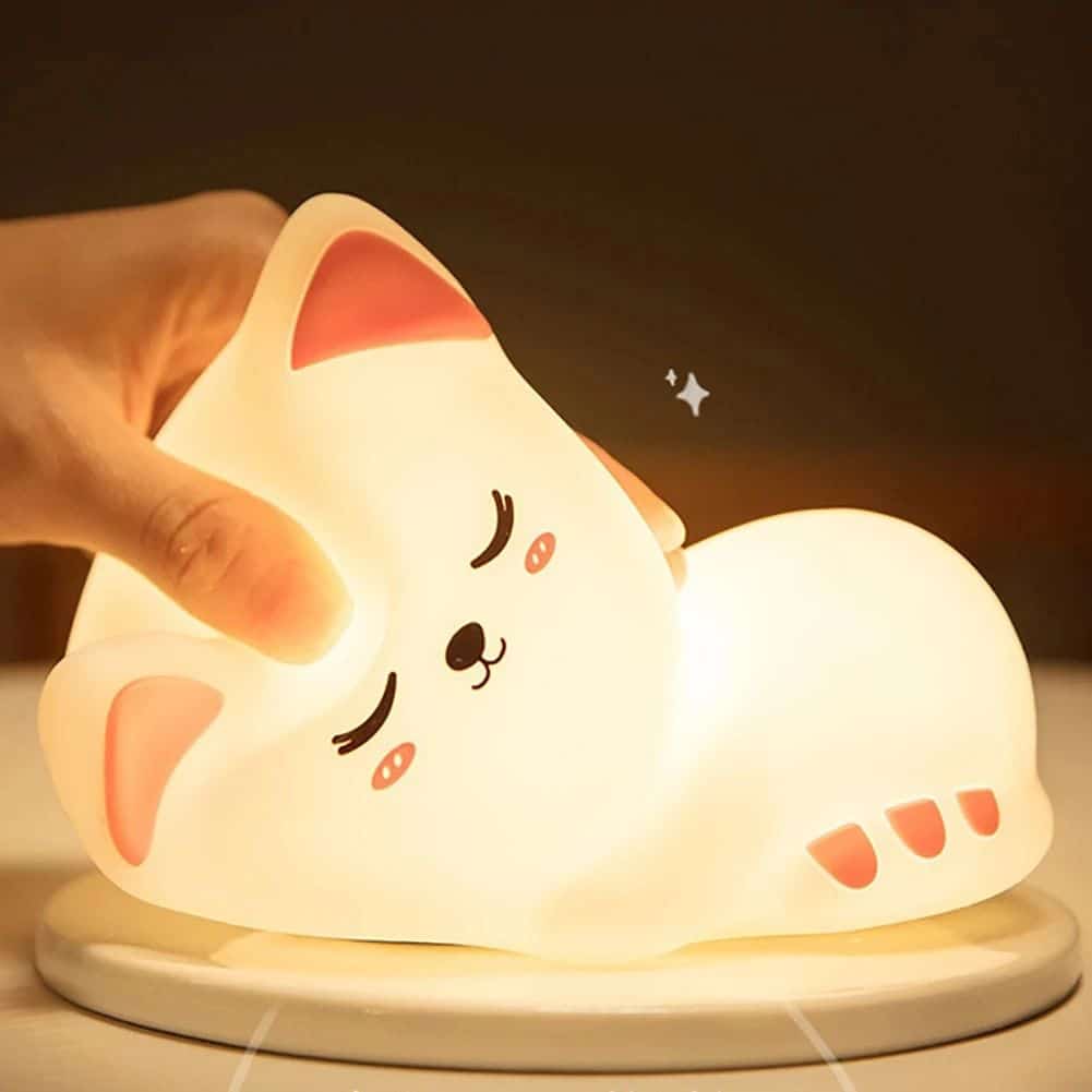 Lovely Cat USB Rechargeable Silicone LED Night Light - Image 4