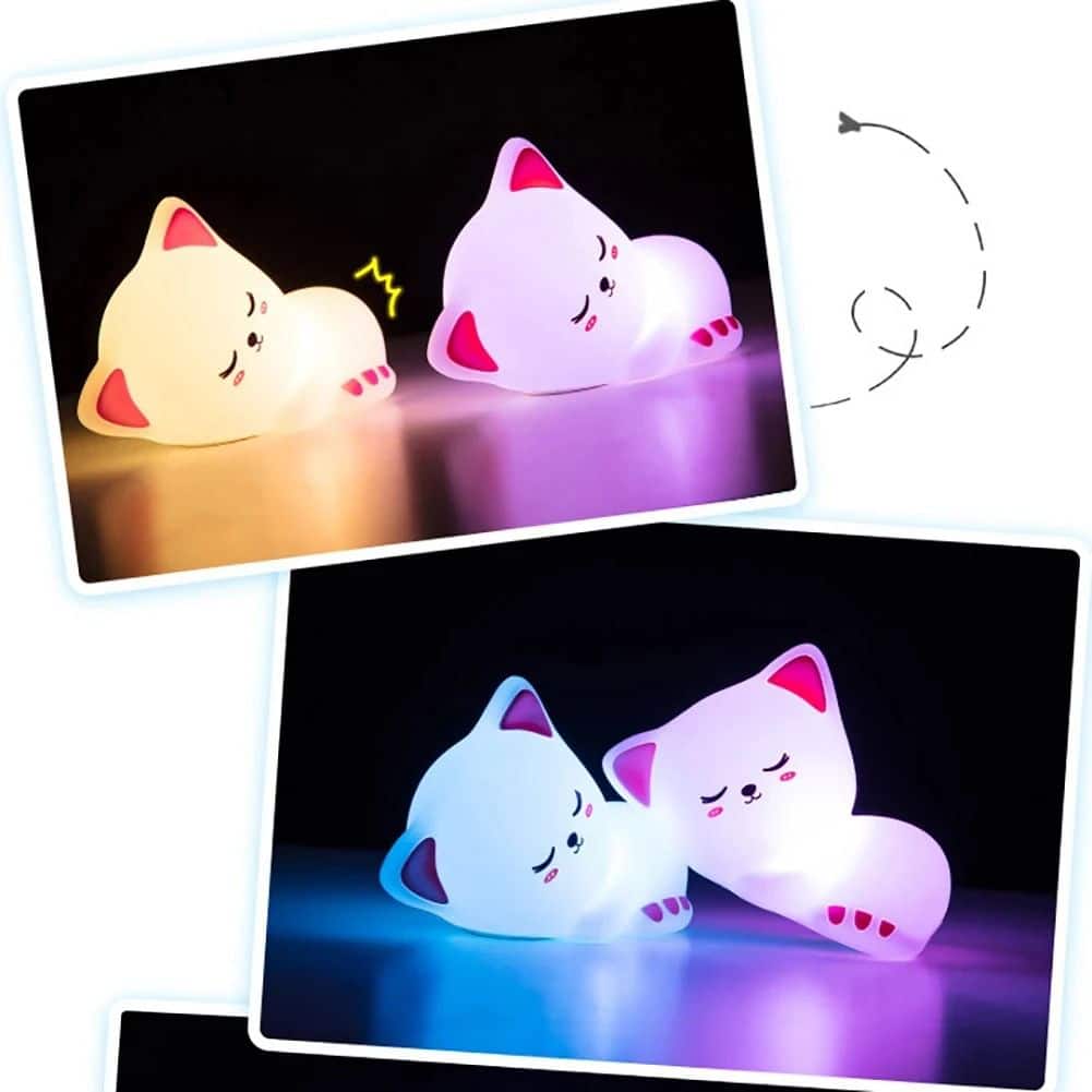 Lovely Cat USB Rechargeable Silicone LED Night Light - Image 3