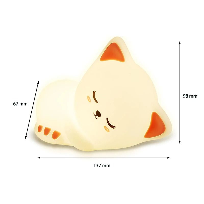 Lovely Cat USB Rechargeable Silicone LED Night Light - Image 2