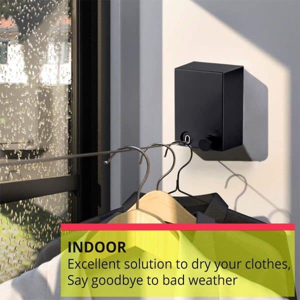 Hot Retractable Indoor And Outdoor Clothes Wall Hanger Magic Drying Rack Balcony Bathroom Invisible Clothesline Wire Rope,drying String For Home Balcony Room Color - Image 5