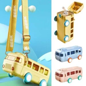 Bus Shape School Water Bottle With Strap 500 Ml (random Color)