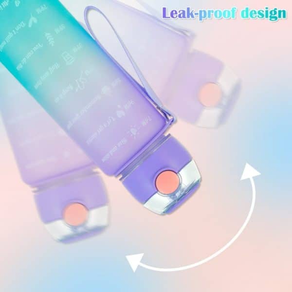 Sports Water Bottles 3 Pcs Set With Motivational Time Marker & Leak Proof Flip Top Lid (random Color) - Image 3