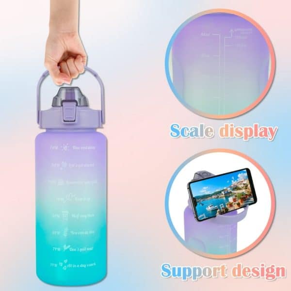 Sports Water Bottles 3 Pcs Set With Motivational Time Marker & Leak Proof Flip Top Lid (random Color) - Image 4