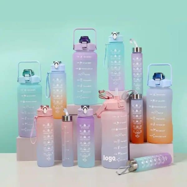 Sports Water Bottles 3 Pcs Set With Motivational Time Marker & Leak Proof Flip Top Lid (random Color) - Image 7